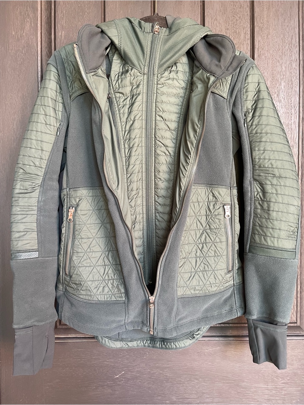 🦄 RARE Lululemon Fleecy Keen Jacket III Dark Fuel / Fuel Green Size 8 - Picture 6 of 10